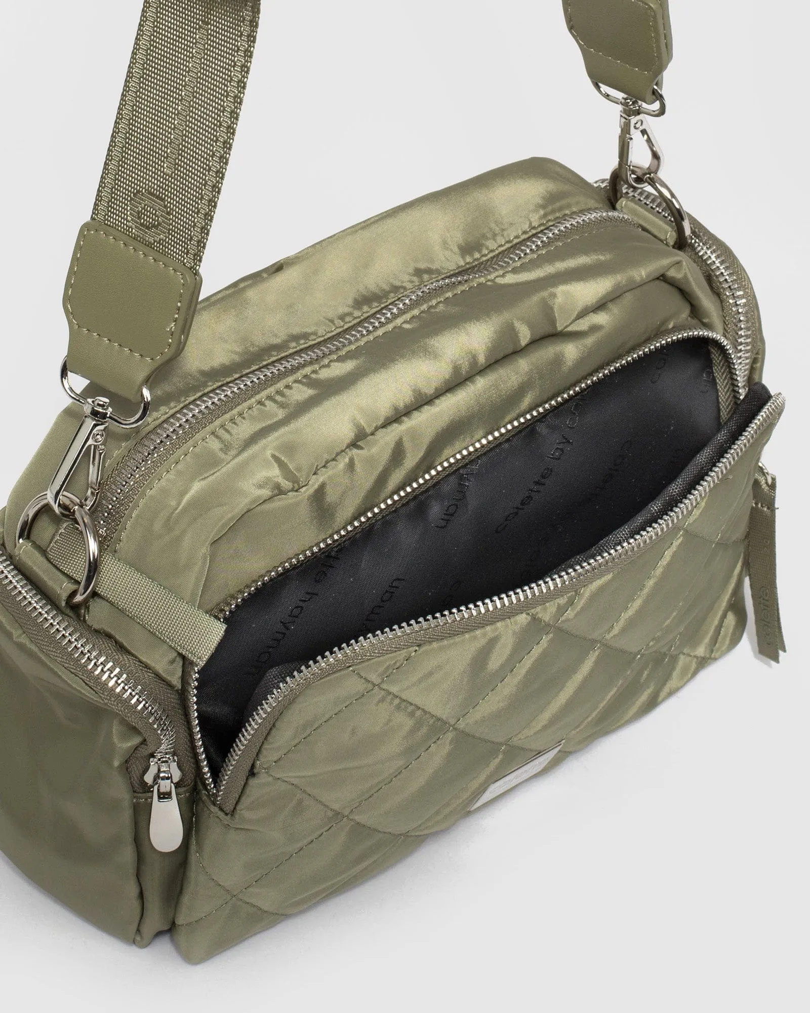 Khaki Harper Nylon Crossbody Bag