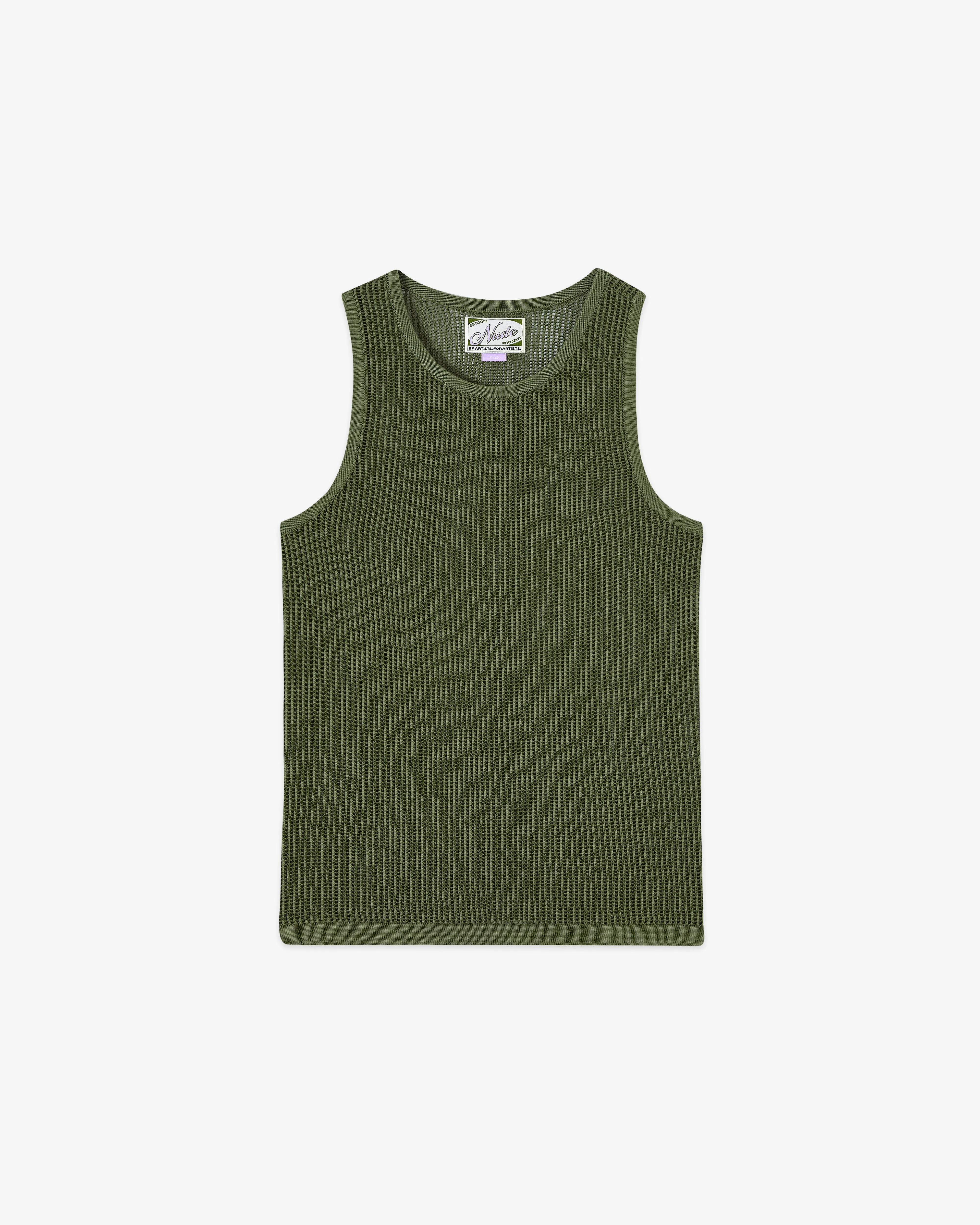 KNIT TANK TOP OLIVE GREEN