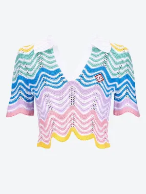 Knit wave crochet top