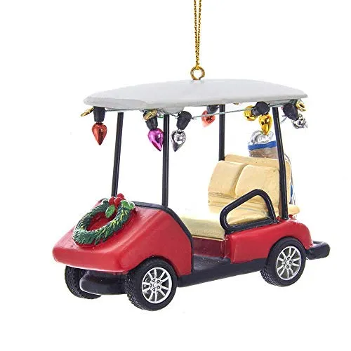 Kurt Adler Golf Cart Ornament with Wreath - 3.5 inches