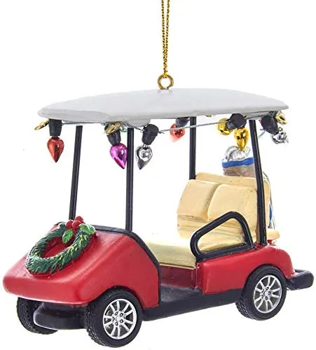 Kurt Adler Golf Cart Ornament with Wreath - 3.5 inches