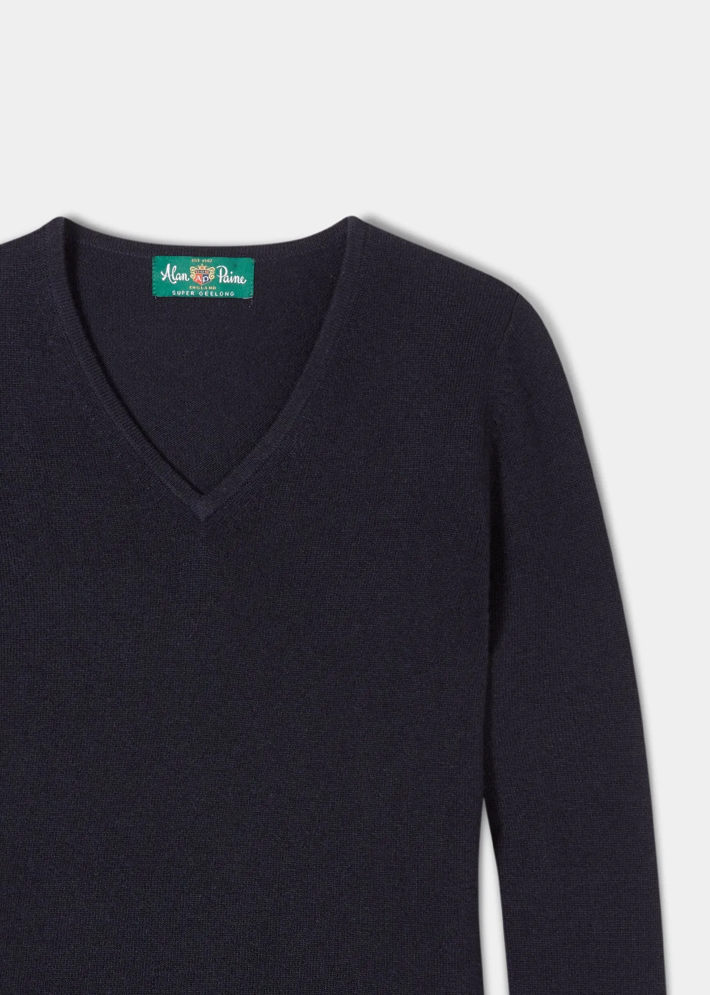 Ladies Geelong Lambswool Vee Neck Jumper Dark Navy