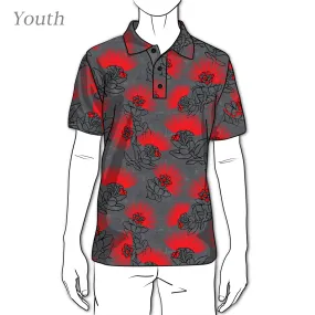 OGA Youth Polo in Lava Lehua Inspired Black and Red color