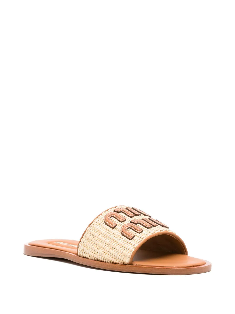 Logo-patch raffia slides