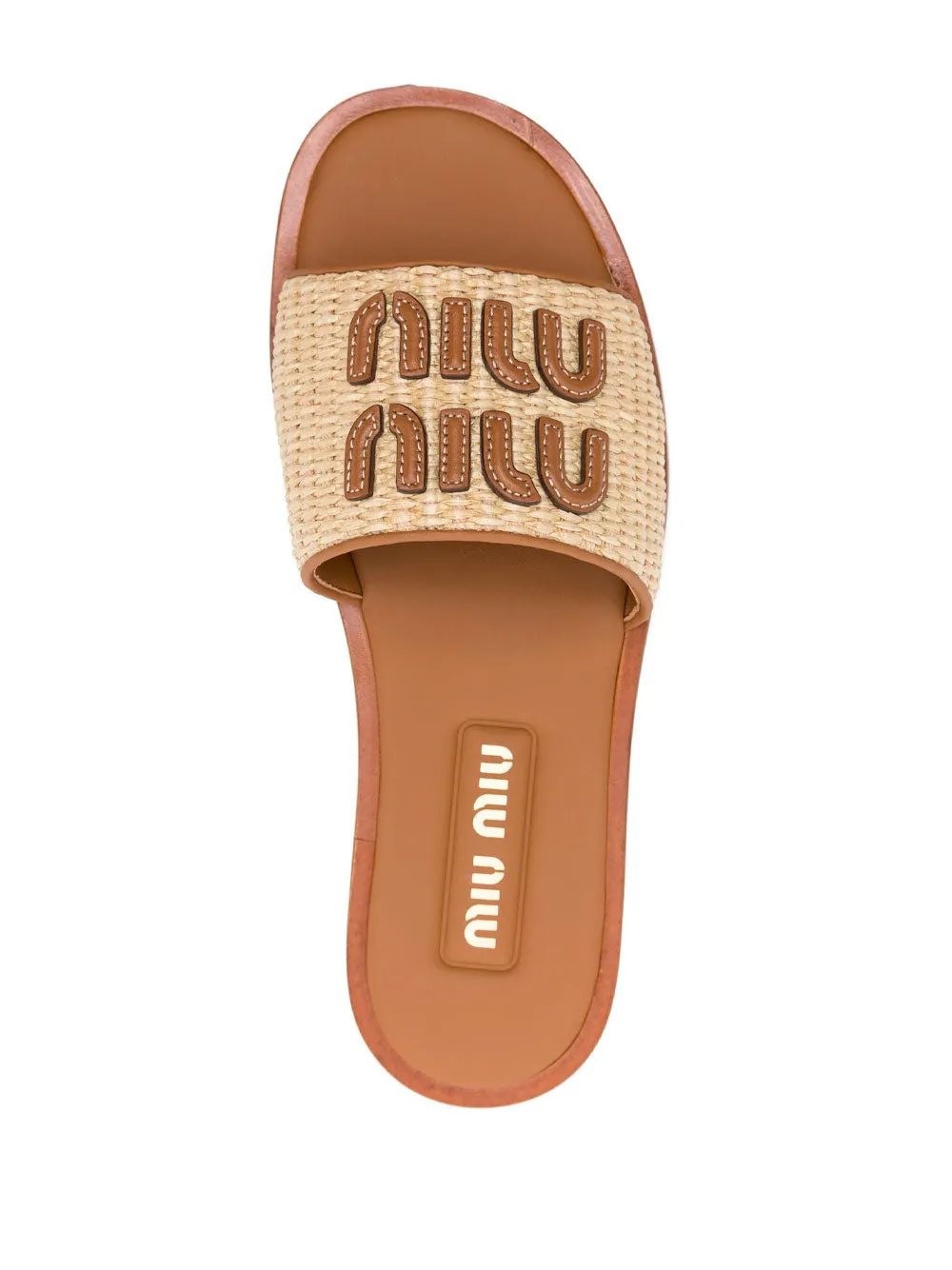 Logo-patch raffia slides