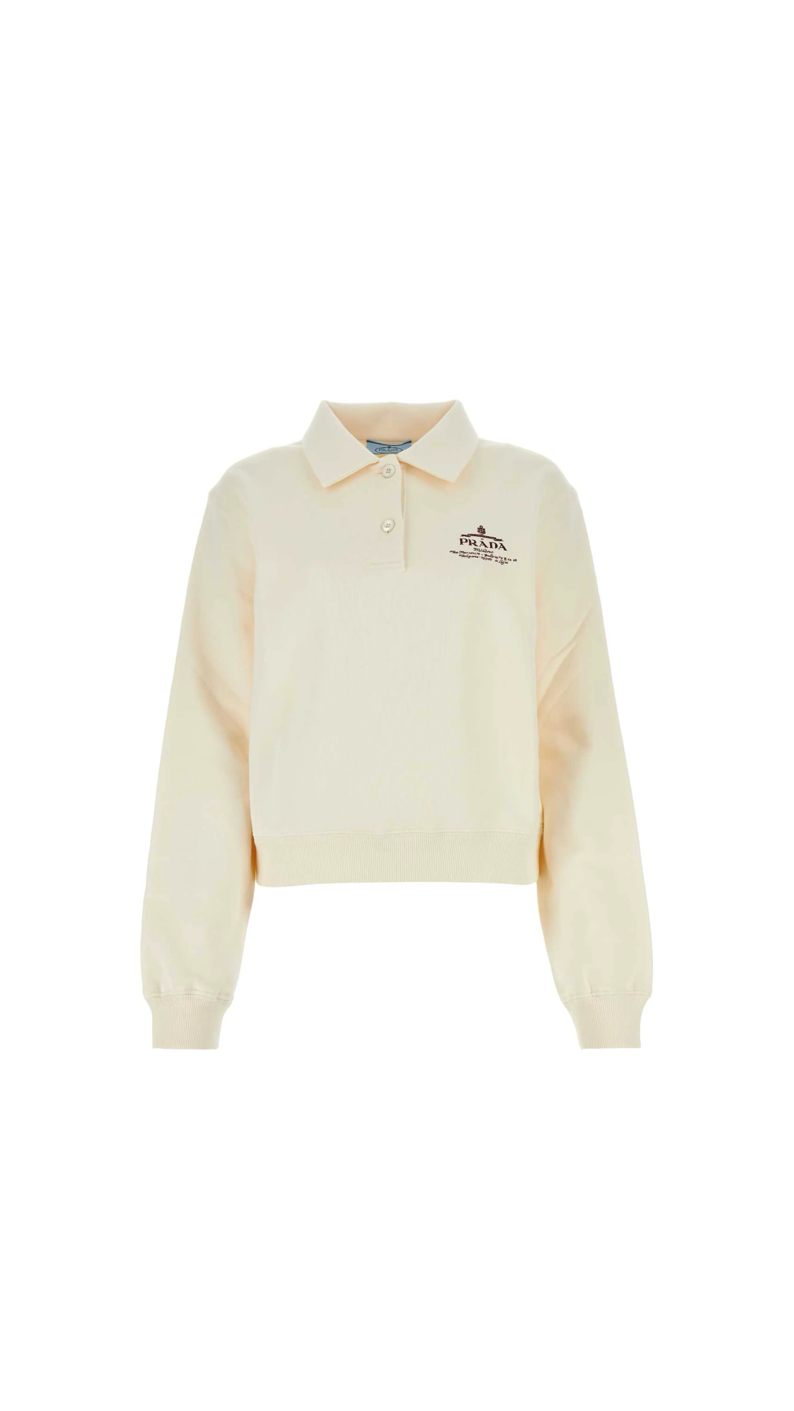 Beige Polo Style Long-Sleeve Top