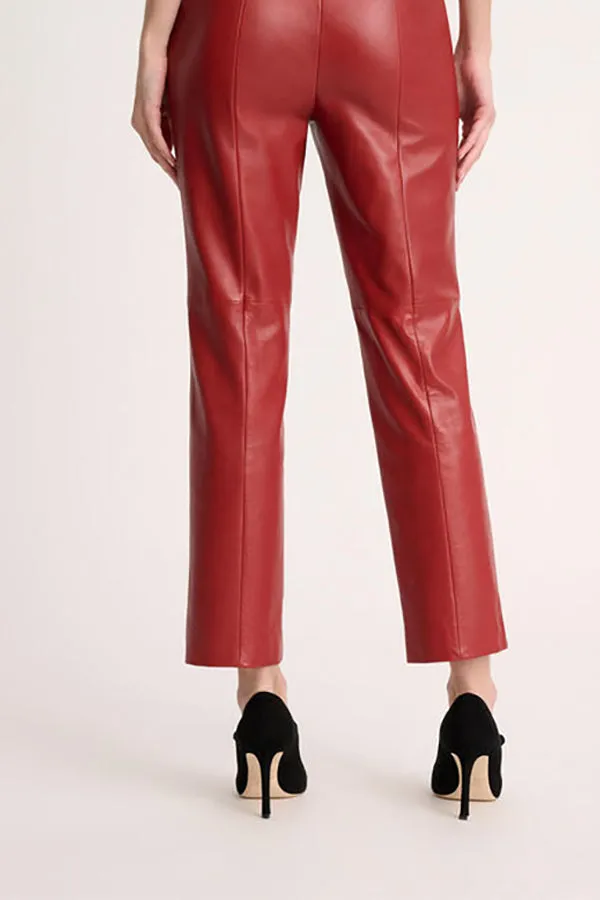 Luisa Spagnoli OMONIMO RED CROPPED LEATHER TROUSERS