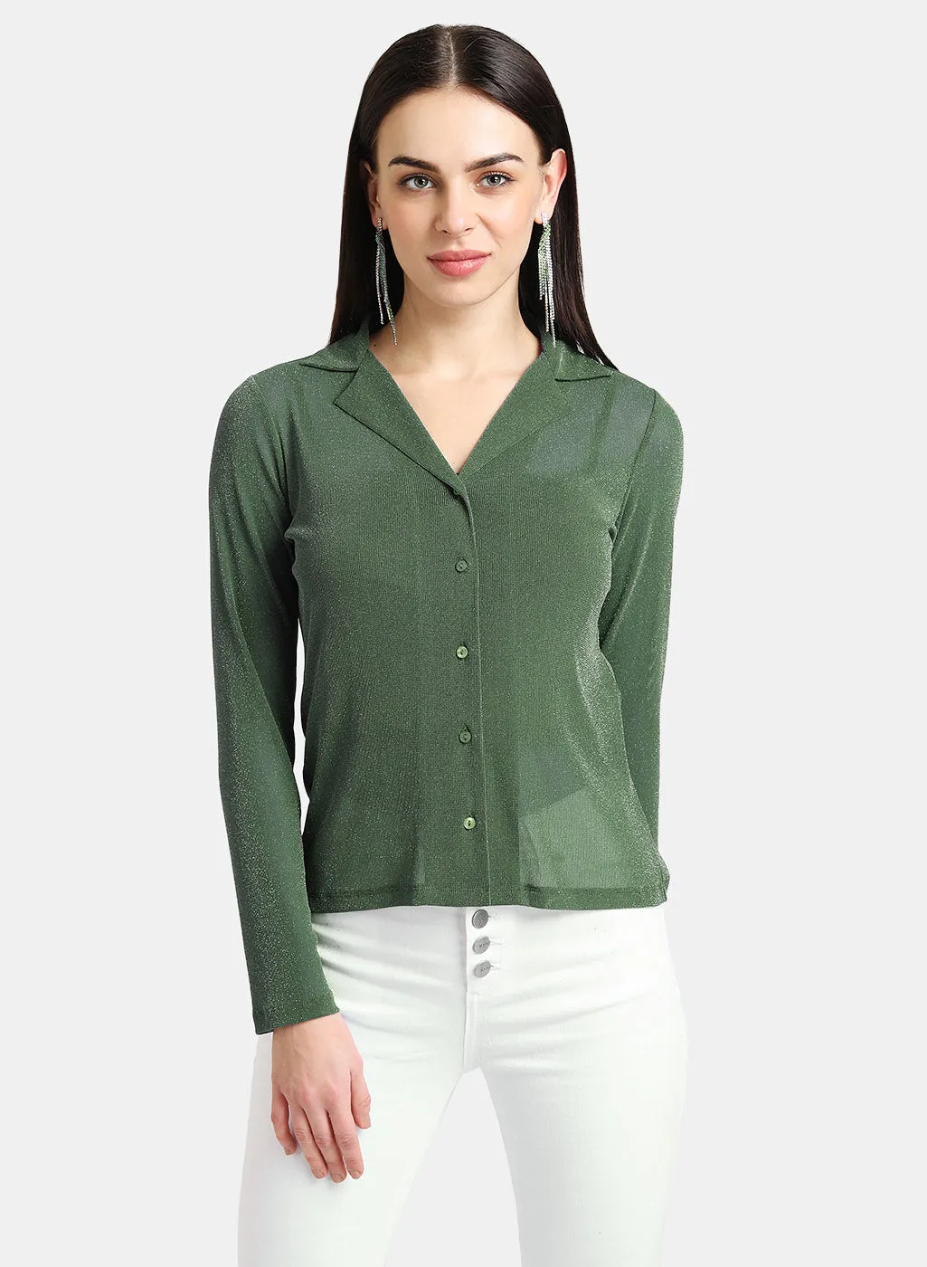 Lurex Shirt With Notch Collar