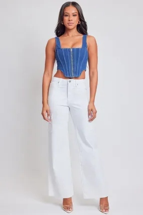 Margarita High Waist Wide Leg Cargo Jeans - White