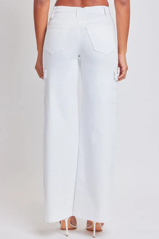 Margarita High Waist Wide Leg Cargo Jeans - White