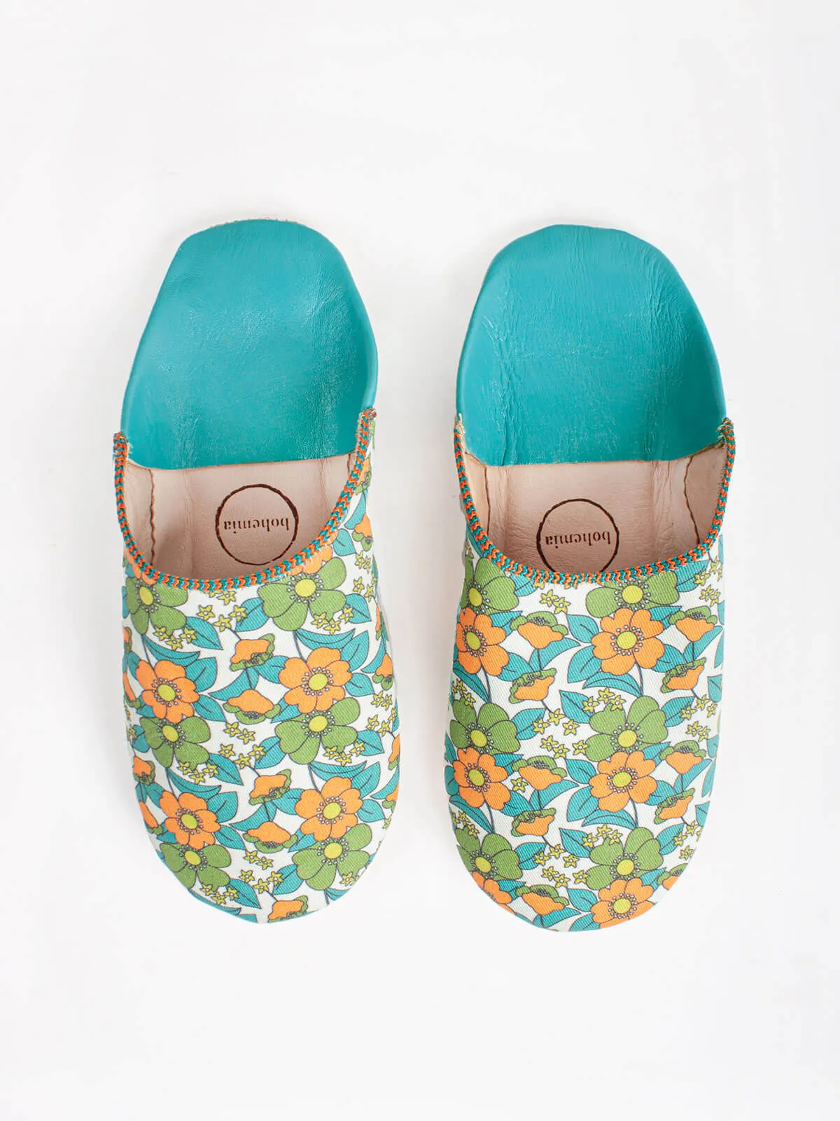 Margot Floral Babouche Slippers, Aqua