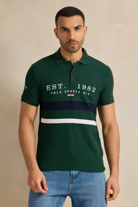 Men Green Casual Polo T-shirt