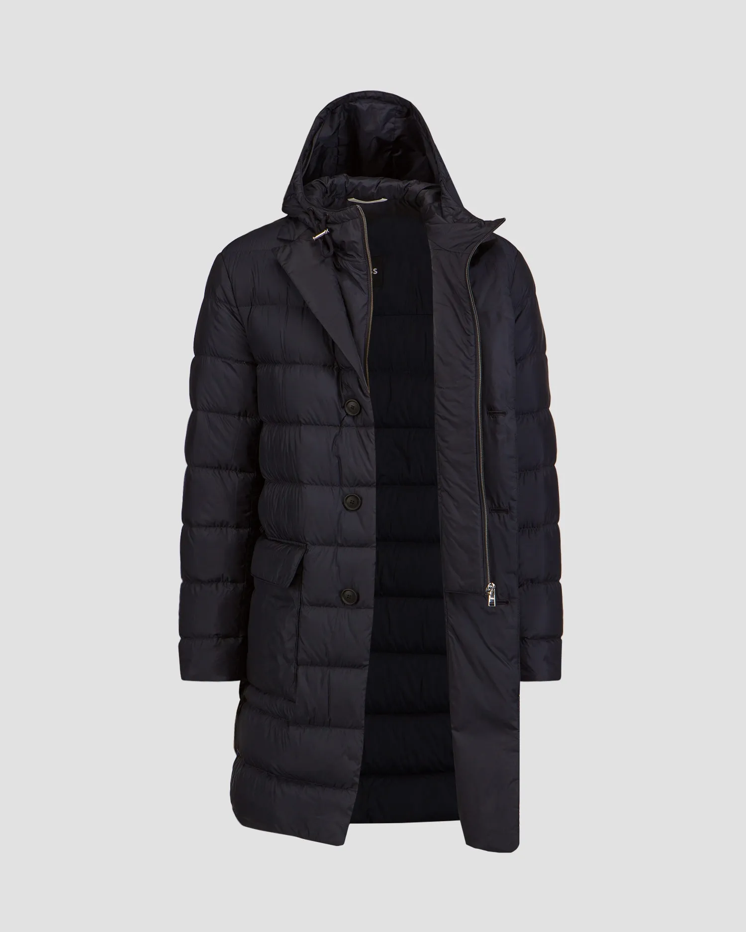 Men's navy blue down coat with hood Hugo Boss 50496174-405