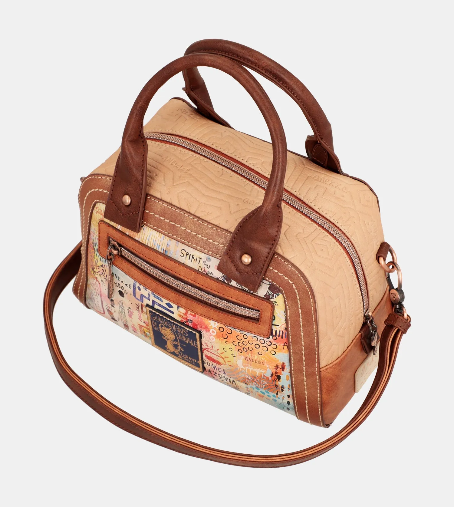 Menire double handle bag with shoulder strap