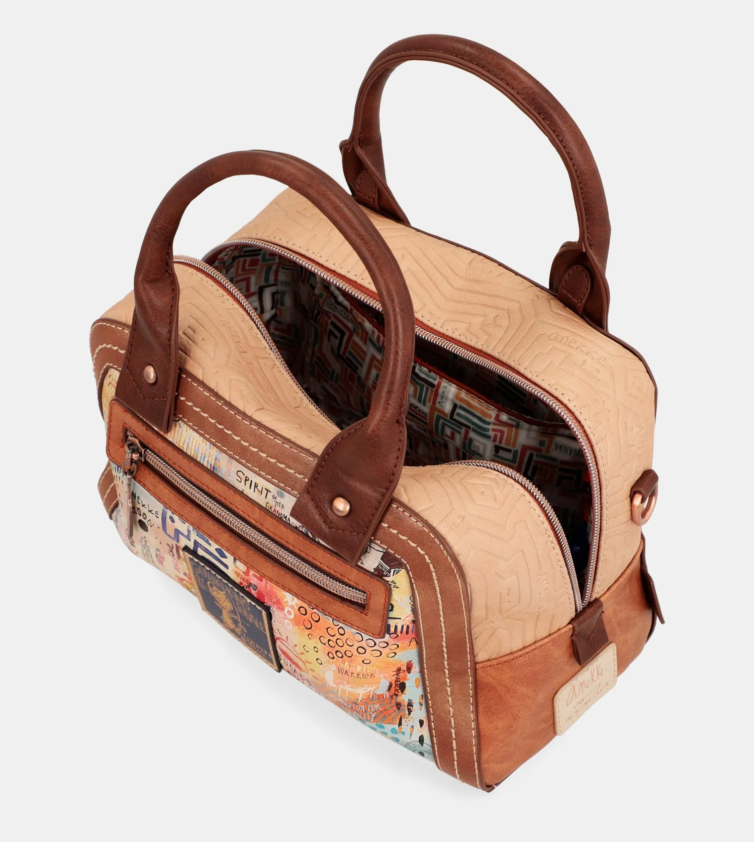 Menire double handle bag with shoulder strap