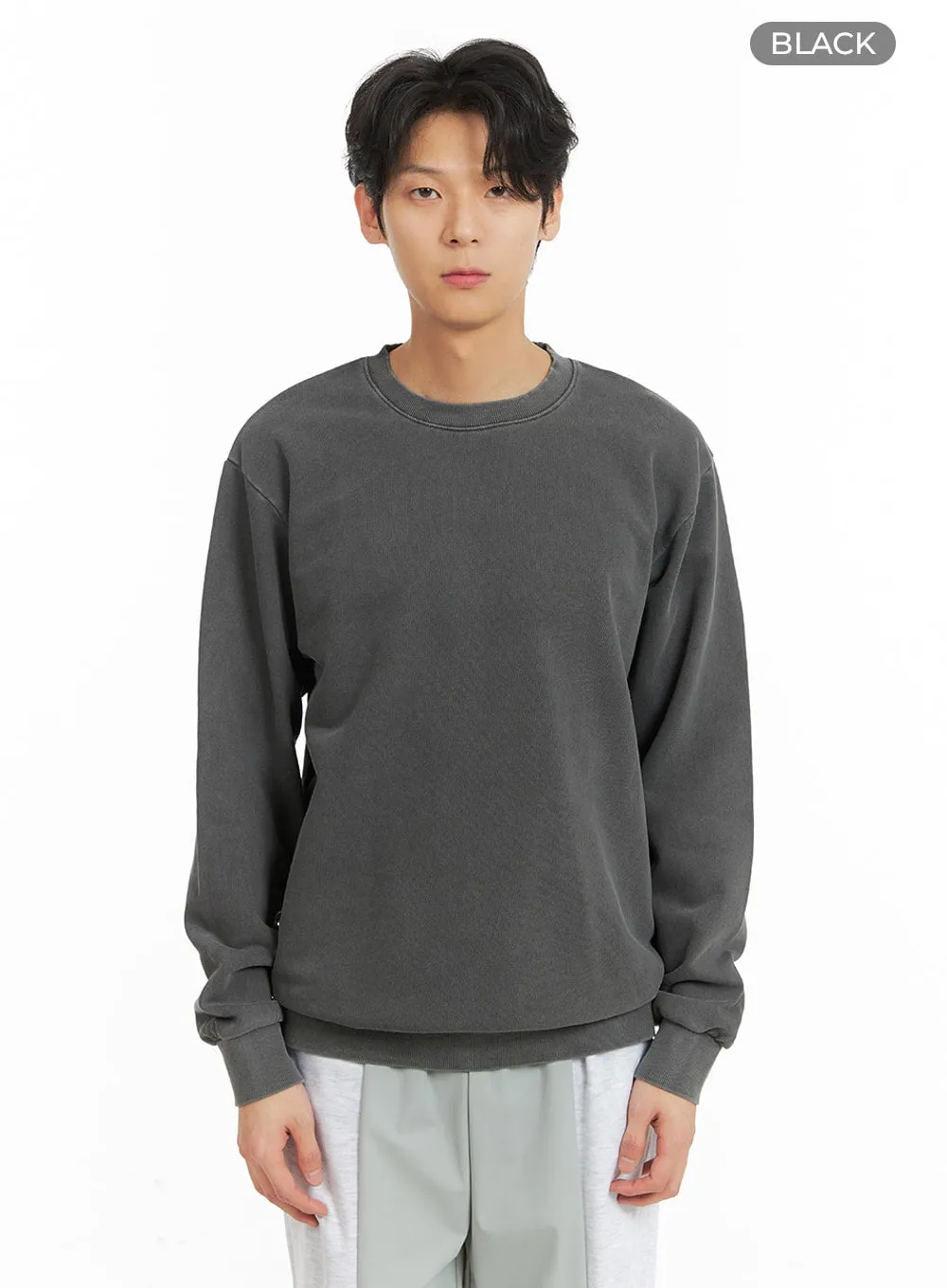 Men's Washed Crewneck Sweater IA401