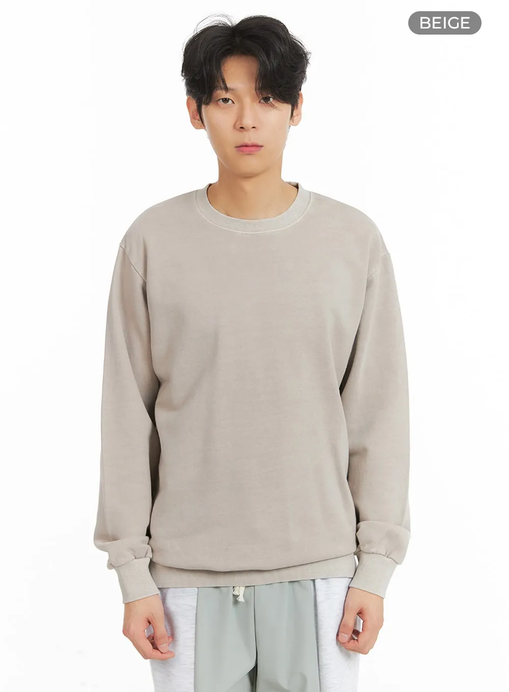 Men's Washed Crewneck Sweater IA401