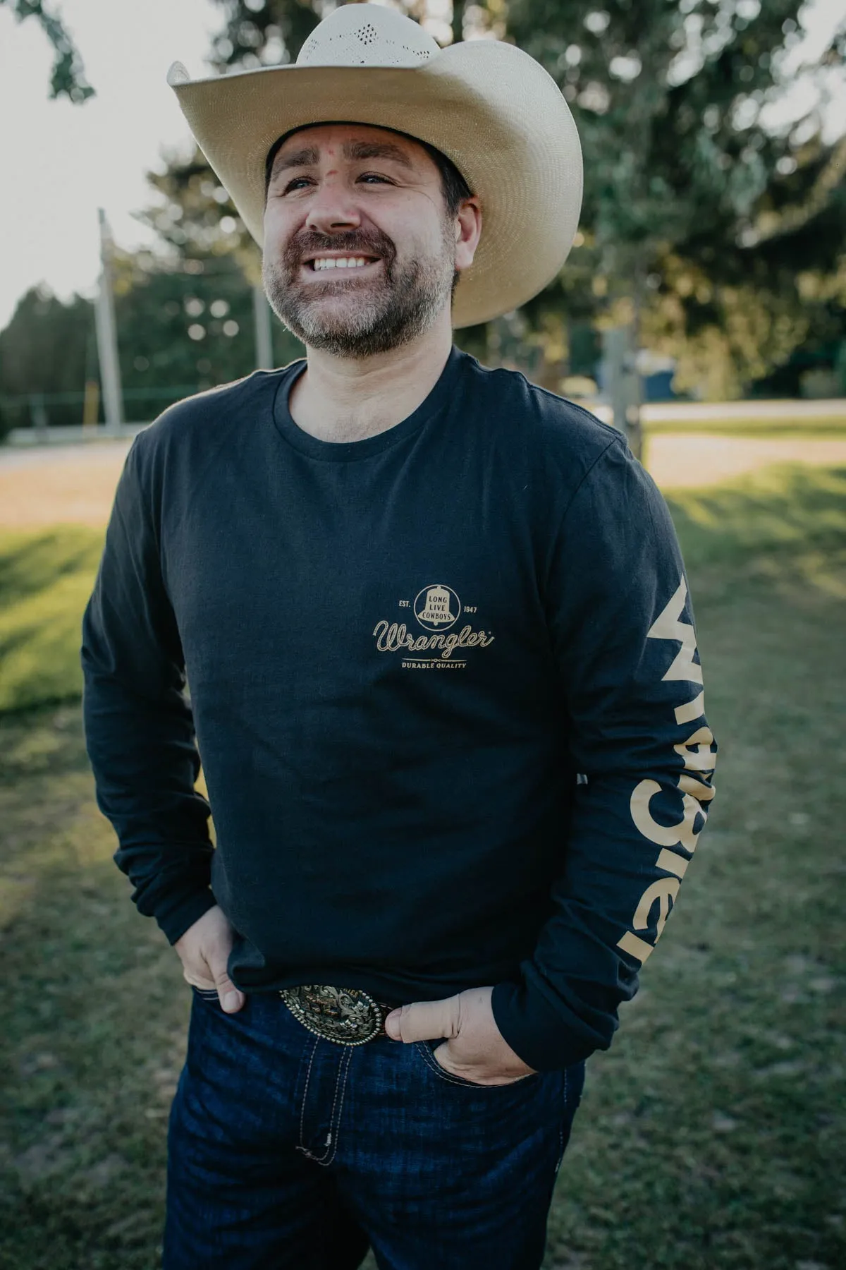 Men's Wrangler Black 'Long Live Cowboys' Bronc Rider T-shirt (S-XXL)