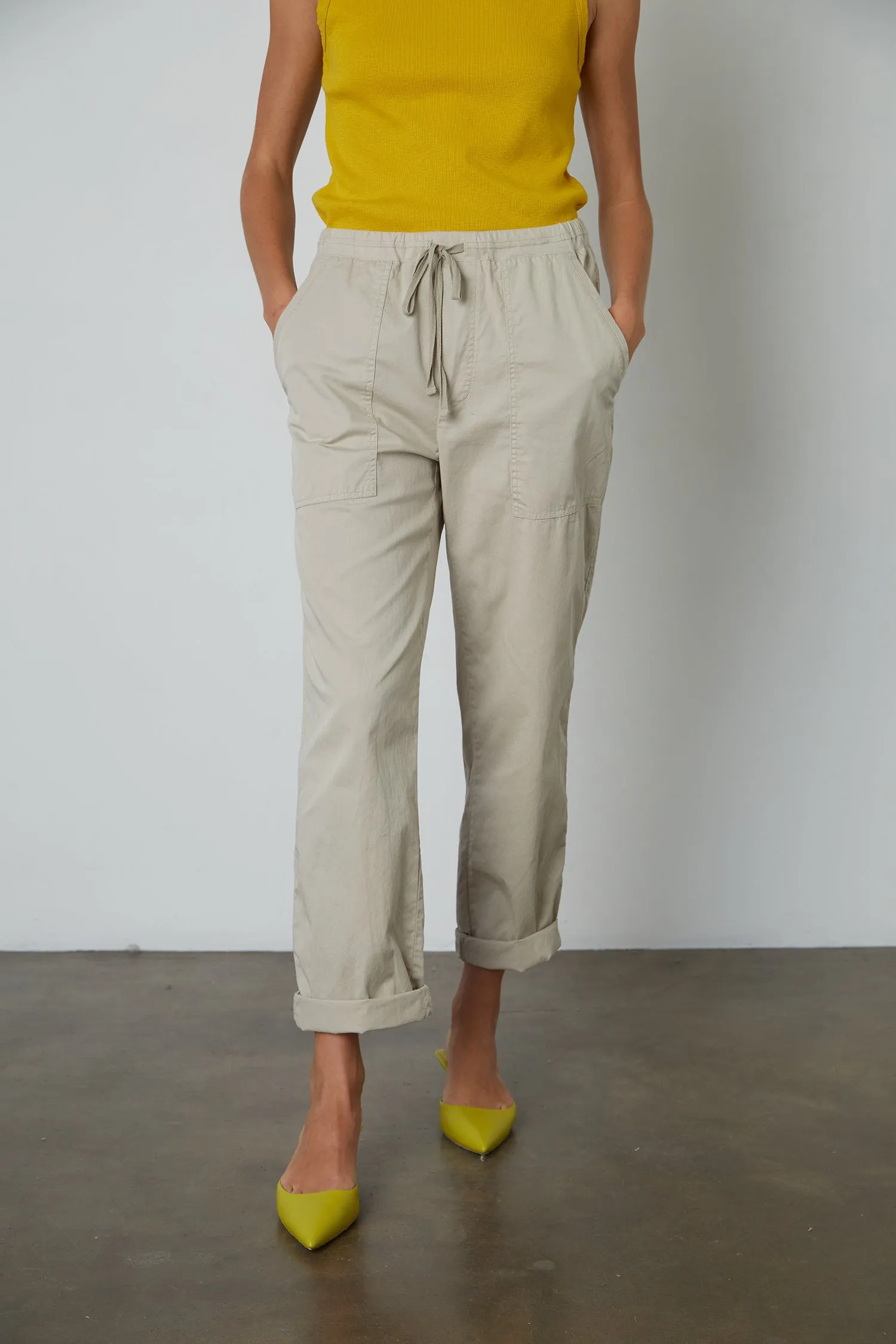 MISTY COTTON TWILL TROUSERS IN STONE