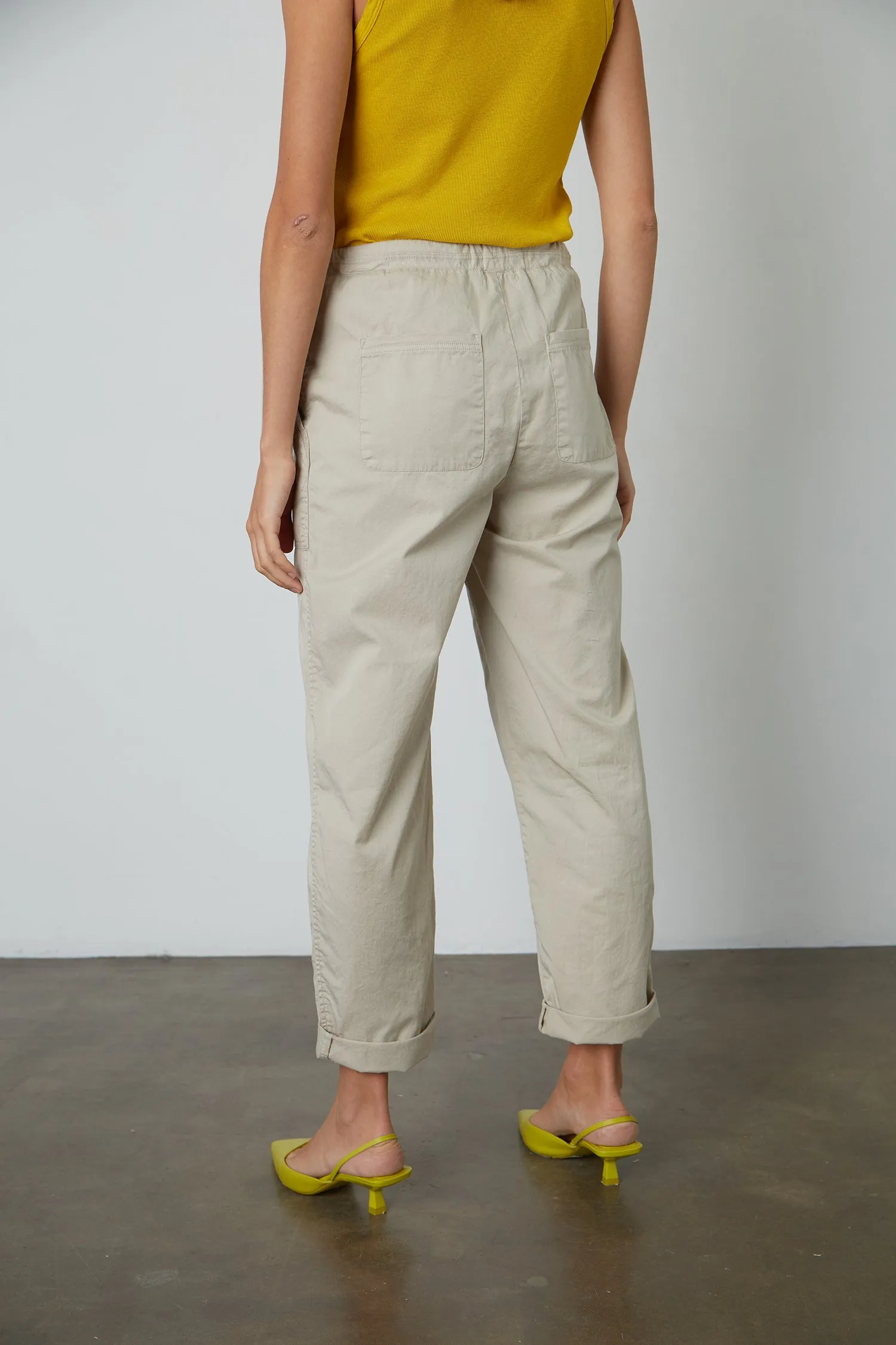 MISTY COTTON TWILL TROUSERS IN STONE