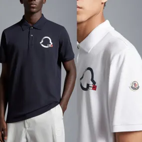 MONCLER Polo Shirt with Logo Outline