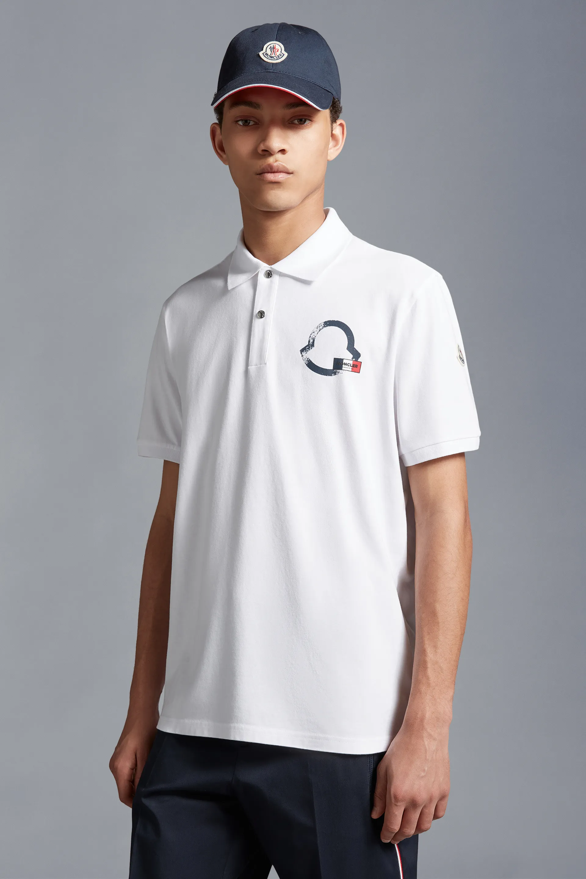 MONCLER Polo Shirt with Logo Outline