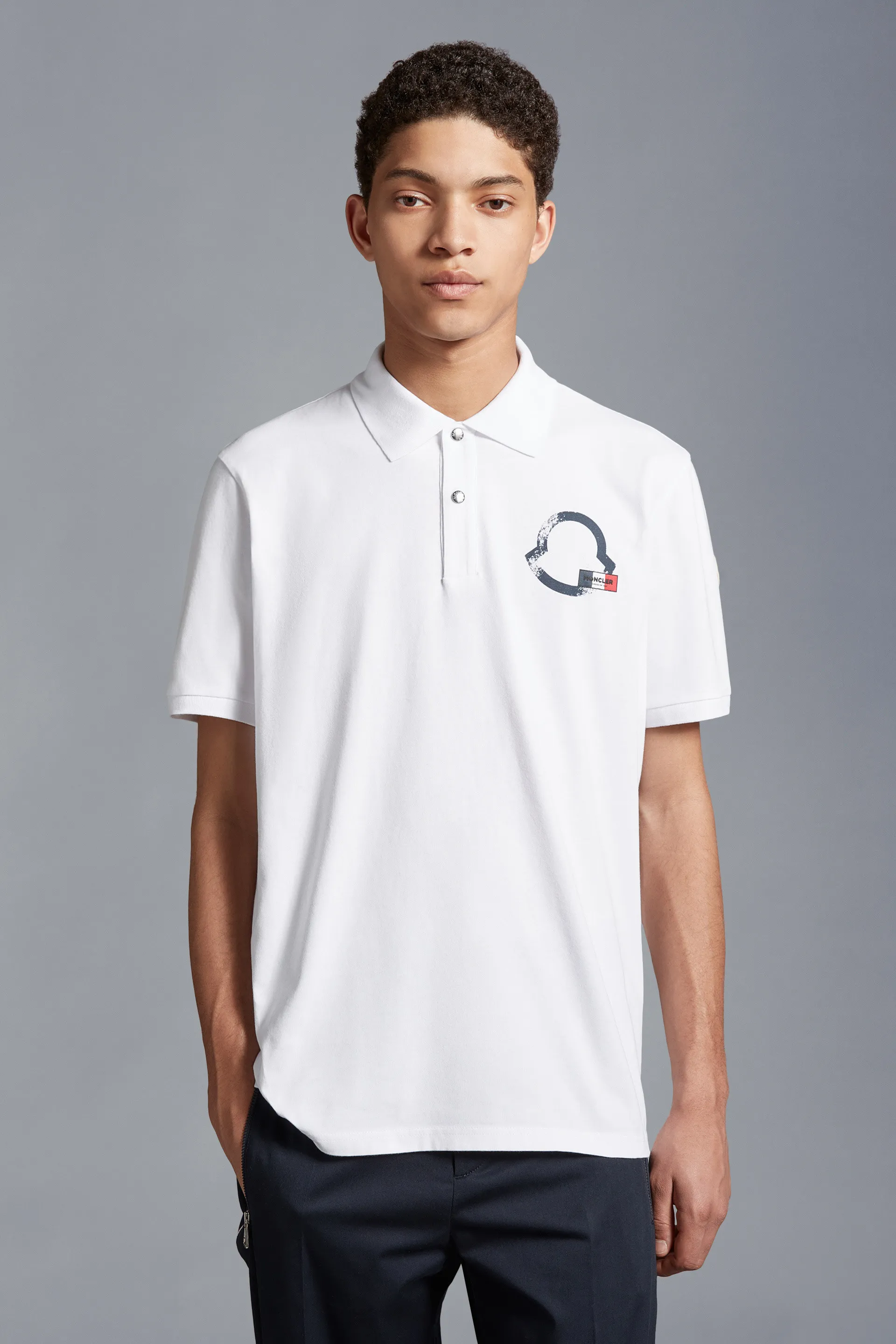 MONCLER Polo Shirt with Logo Outline