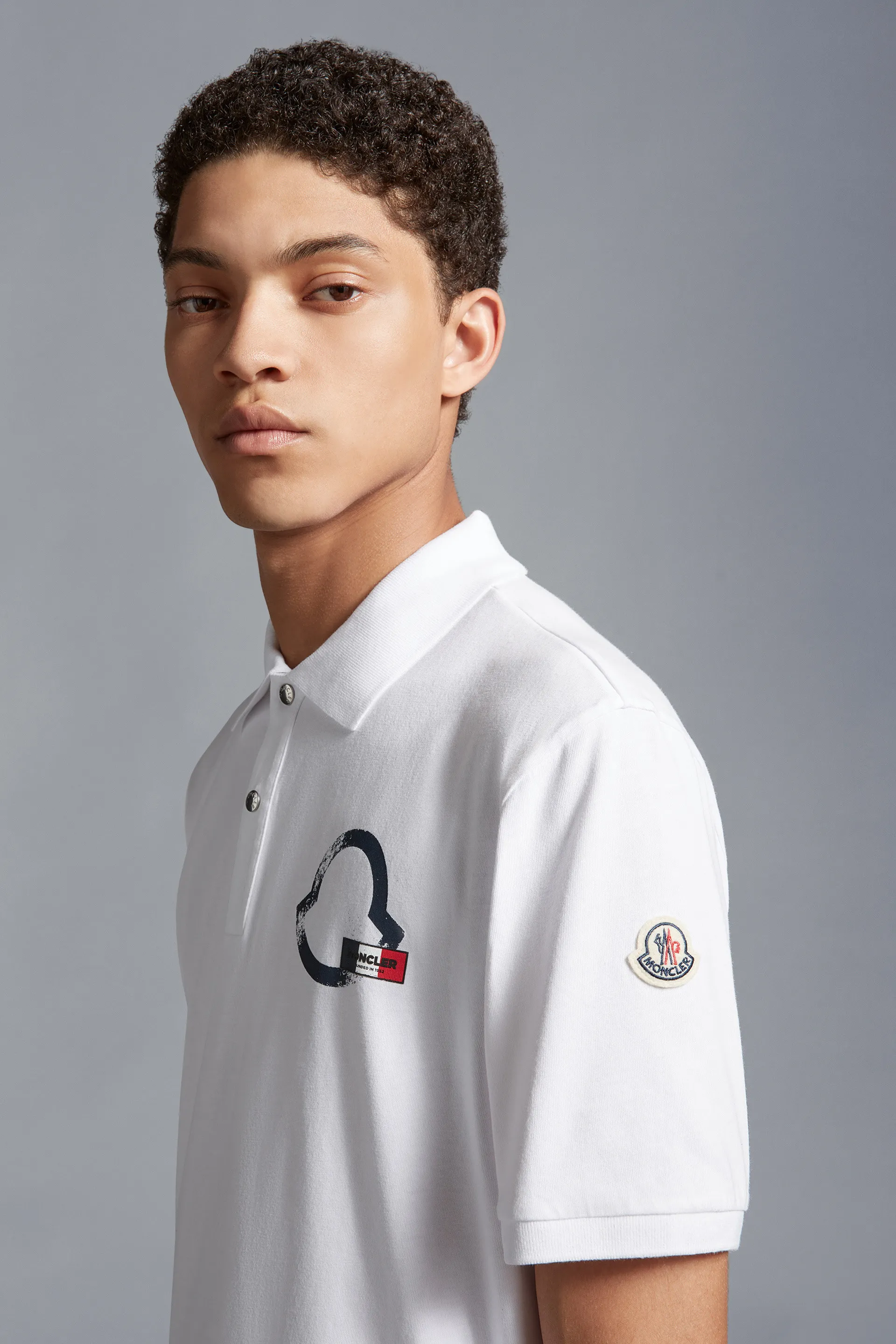 MONCLER Polo Shirt with Logo Outline