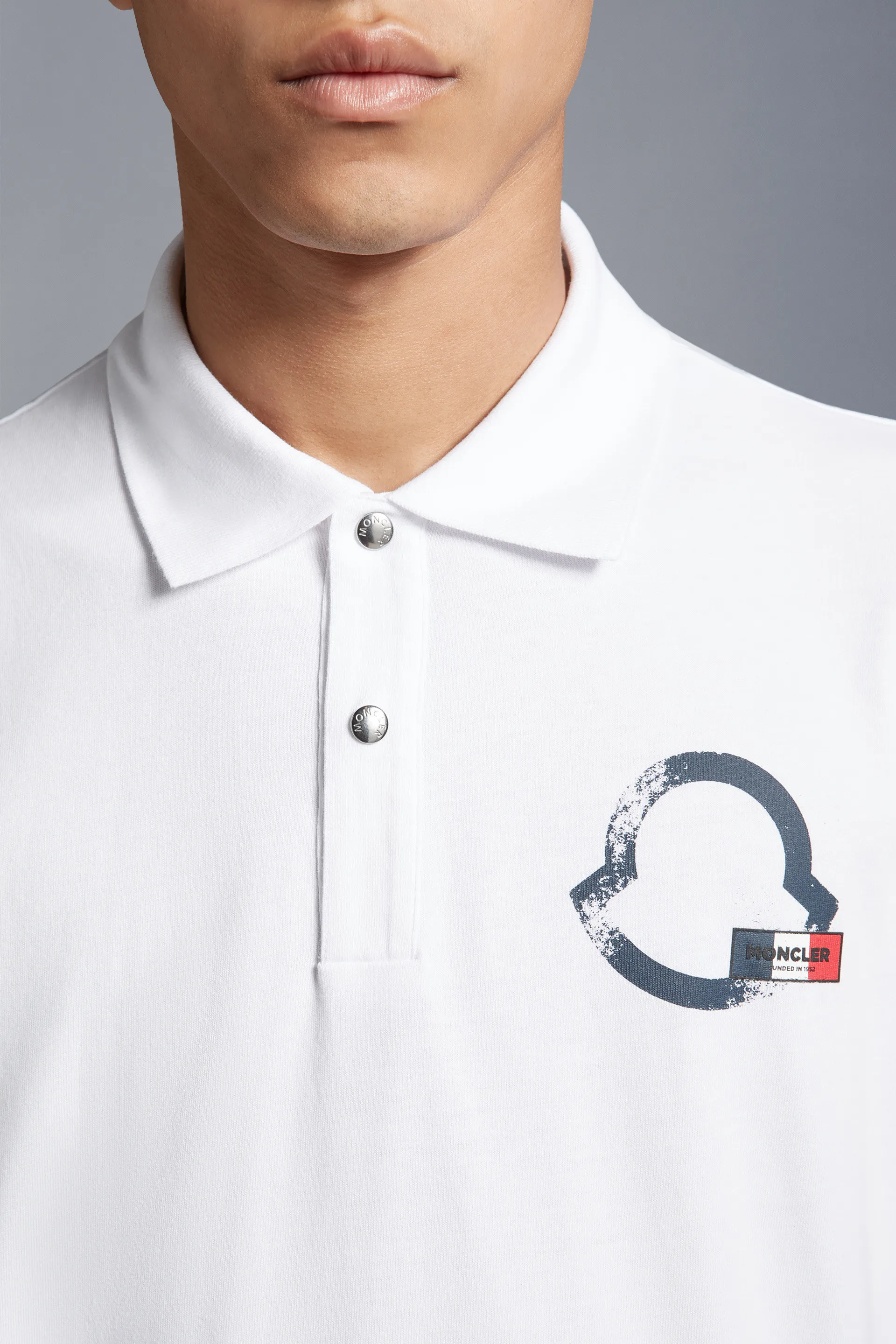 MONCLER Polo Shirt with Logo Outline