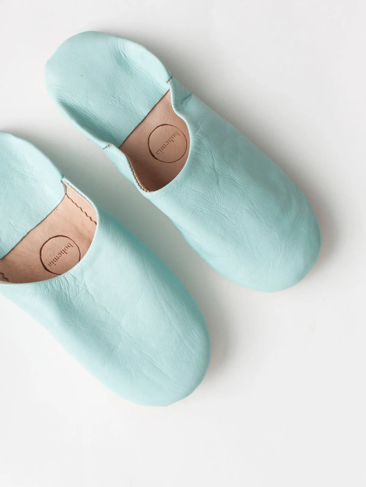 Moroccan Babouche Basic Slippers, Powder Blue