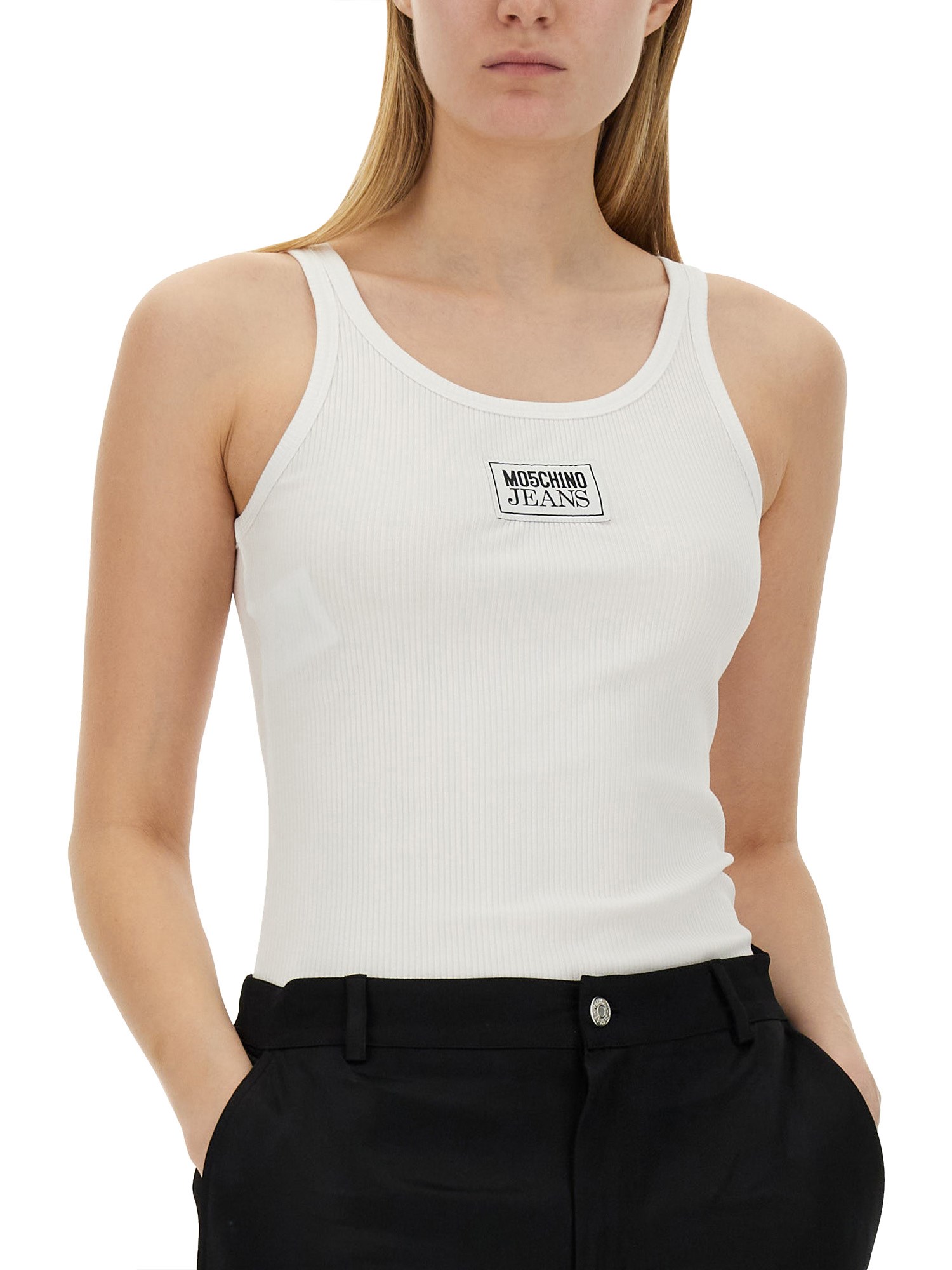 MOSCHINO Cotton Jersey Top with Logo - Shop Now