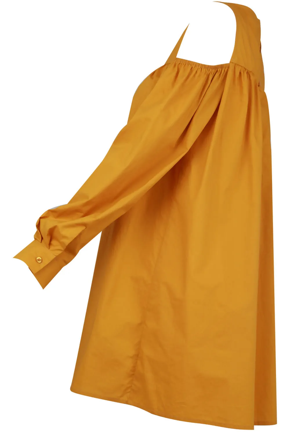 Mustard Ruffle Cold Shoulder Dress