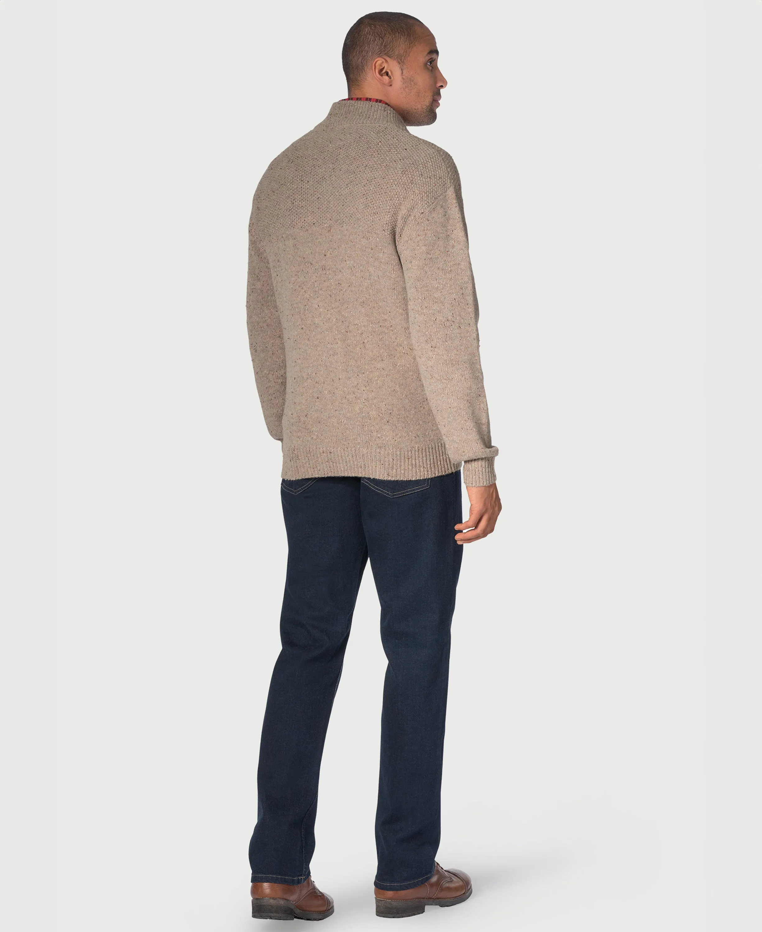 Natural Eamont Button Neck Rice Knit Jumper