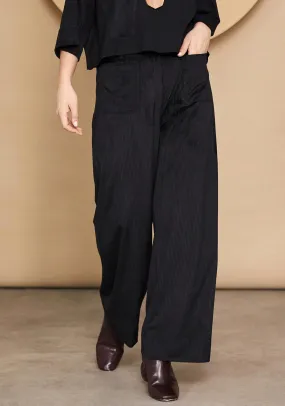 Naya Cord Wide Leg Trousers, Black