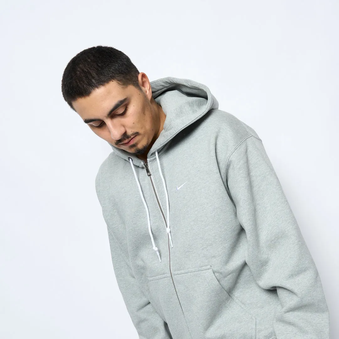 Nike Life - Solo Swoosh Full Zip Hood (Dark Grey Heather/White)