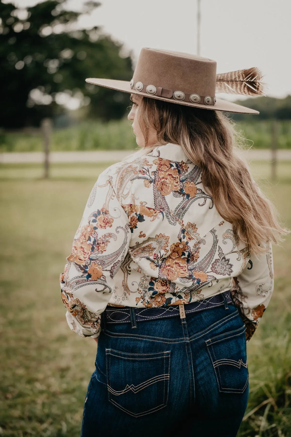 'Oakley' Women's Wrangler Paisley & Floral Snap Shirt with Contrast Cuffs (XS, S Only)