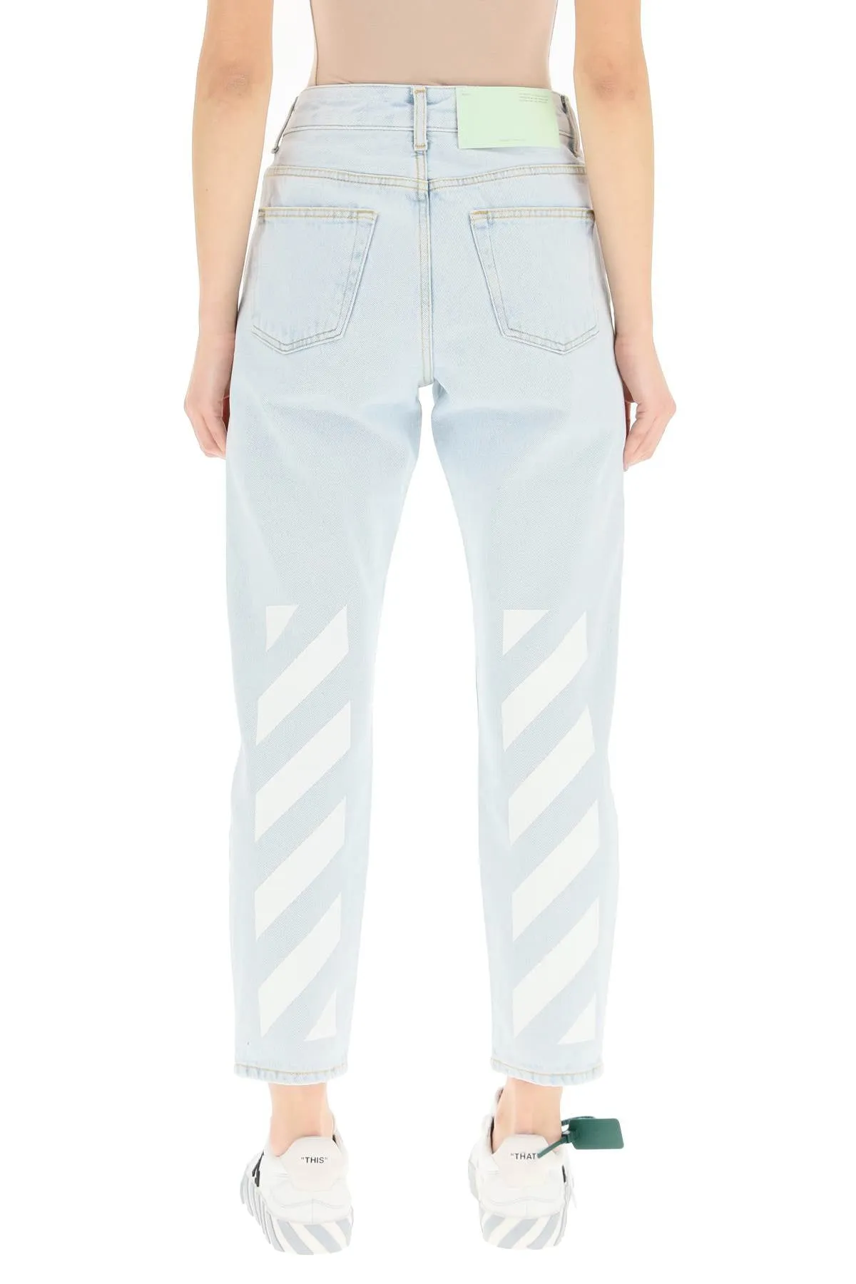 branded straight leg denim pants