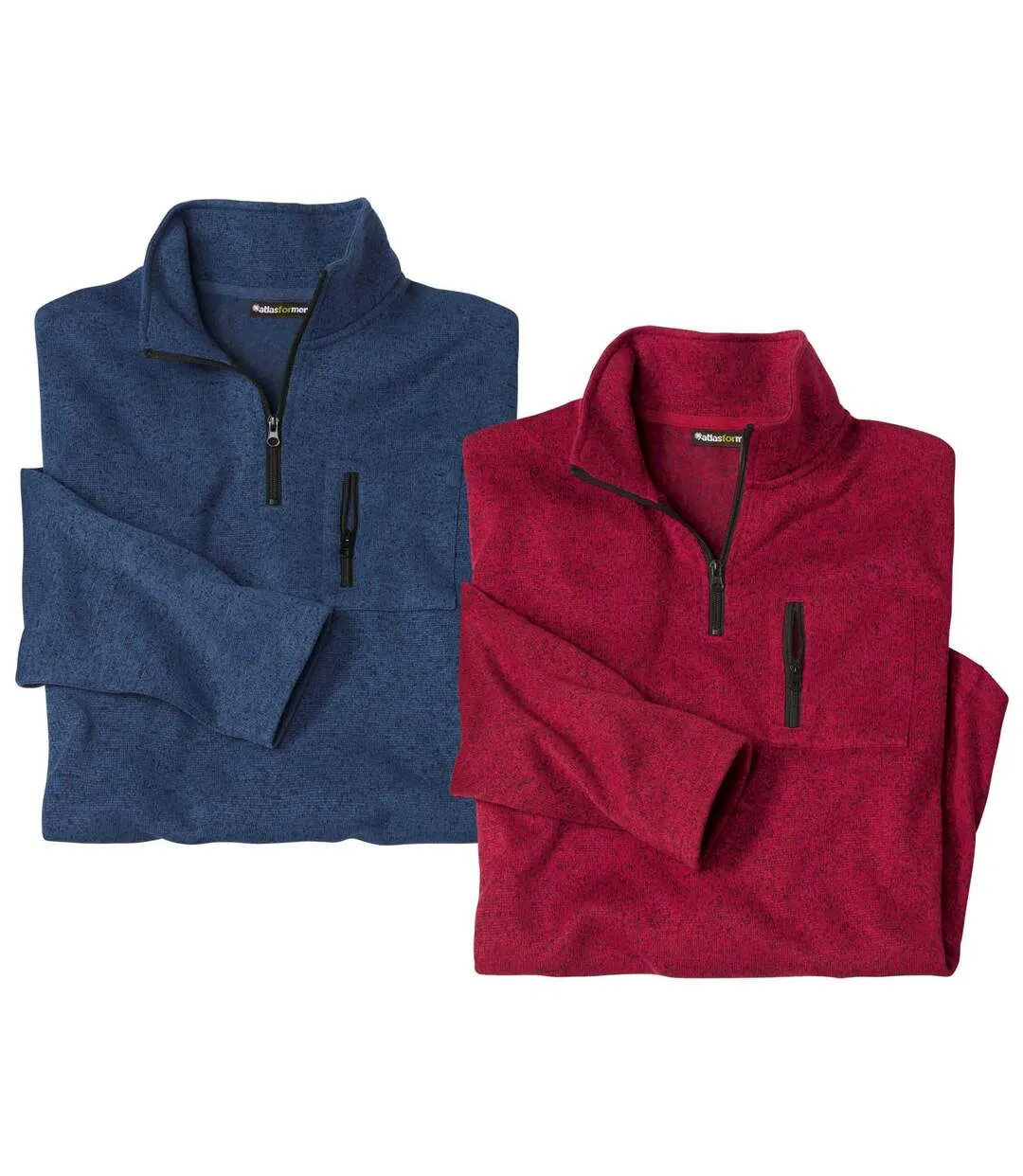 2 Men's Brushed Fleece Jumpers Bundle - Blue Red