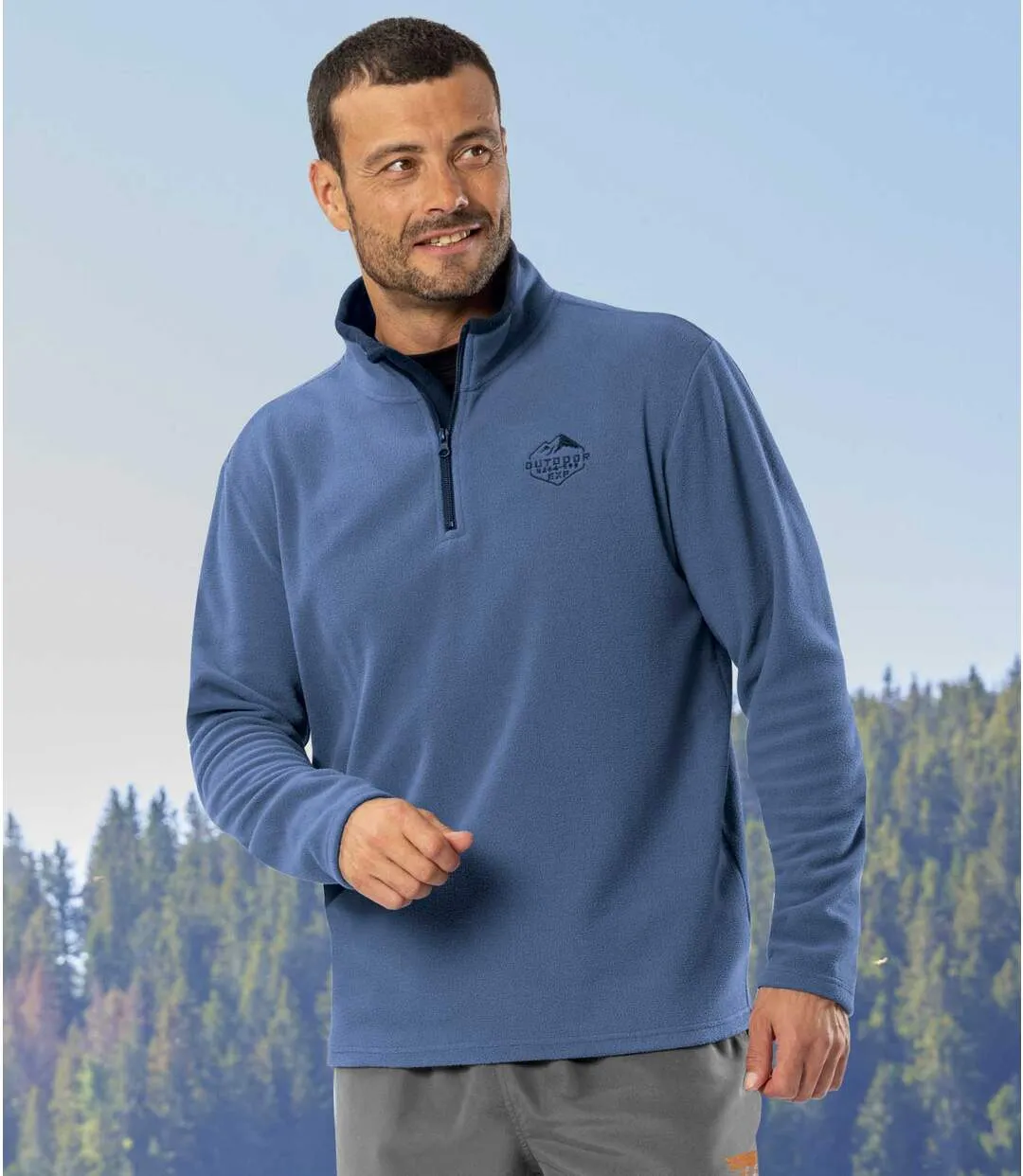 3-Pack Men's Microfleece Sweaters - Blue Ecru Ochre