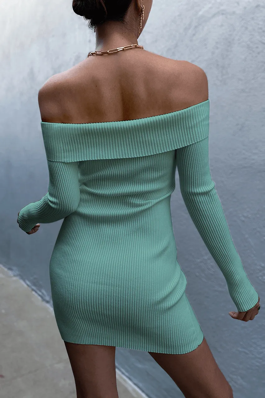 Palm Knit Dress - Mint