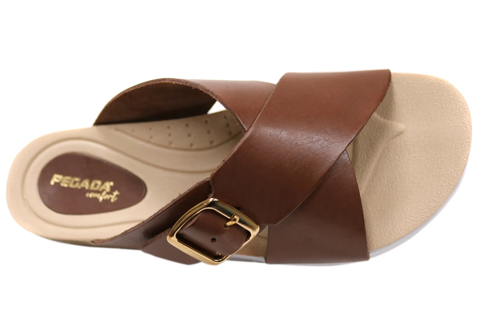 Pegada Gianna Womens Comfort Leather Slides Sandals Made In Brazil