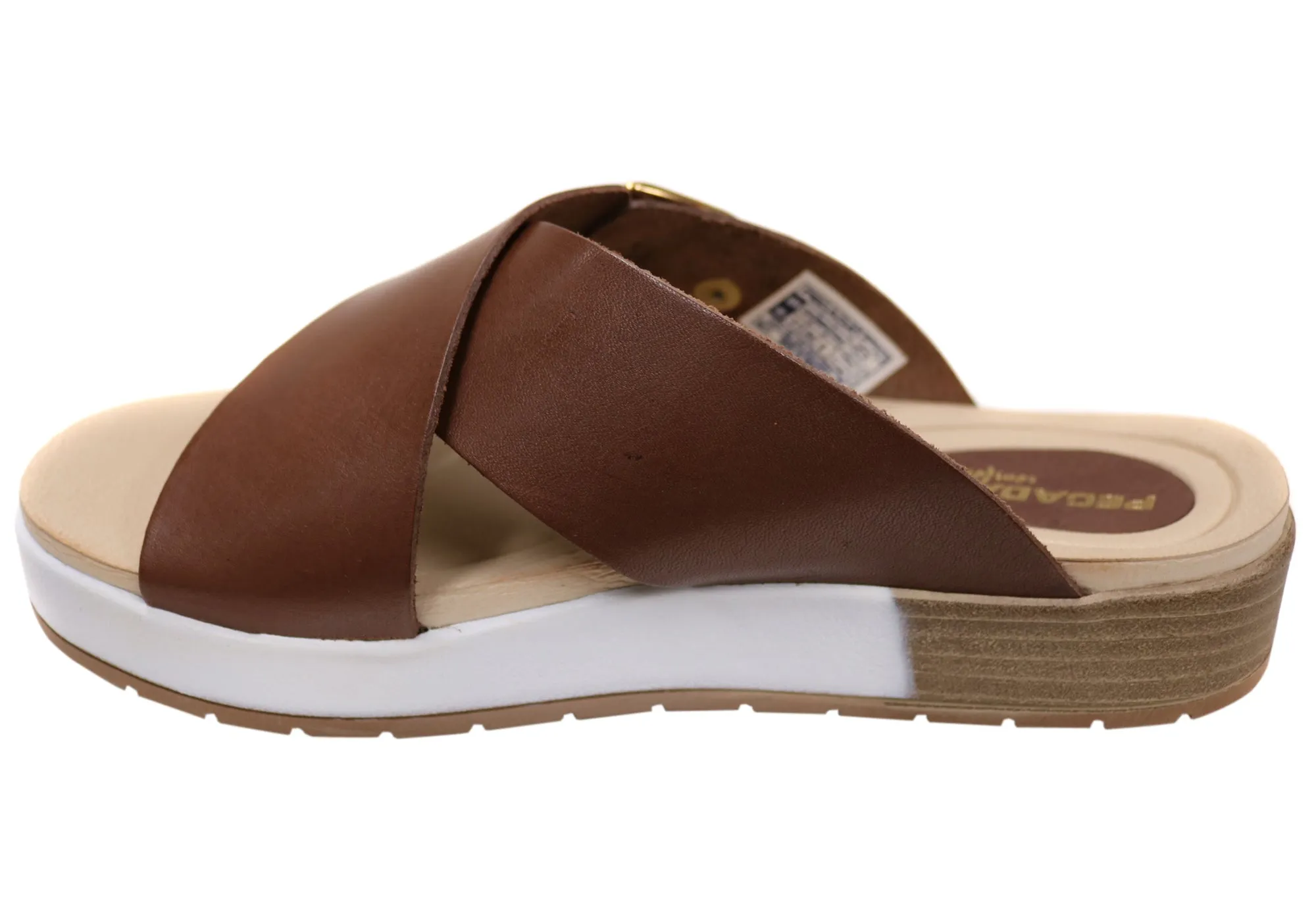 Pegada Gianna Womens Comfort Leather Slides Sandals Made In Brazil