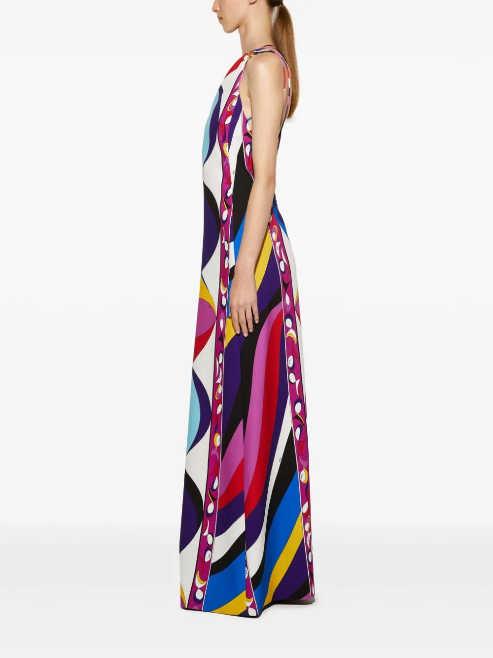 Pesci-Print One-Shoulder Dress