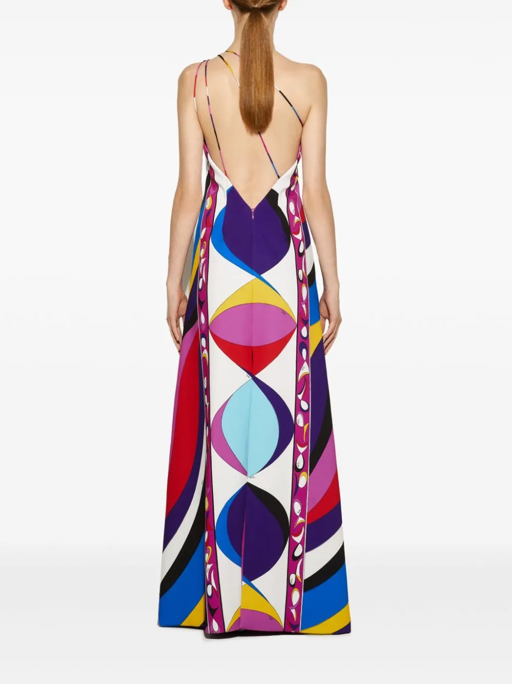 Pesci-Print One-Shoulder Dress