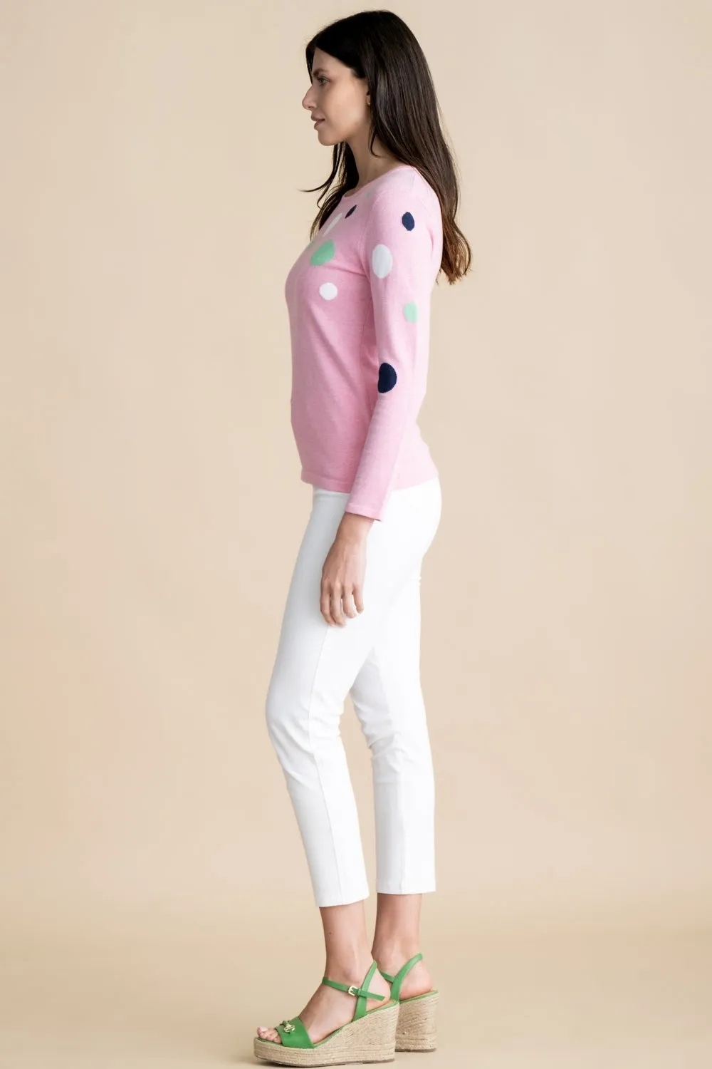 Pink Polka Dot Marble Knit Jumper - 7018