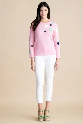 Pink Polka Dot Marble Knit Jumper - 7018