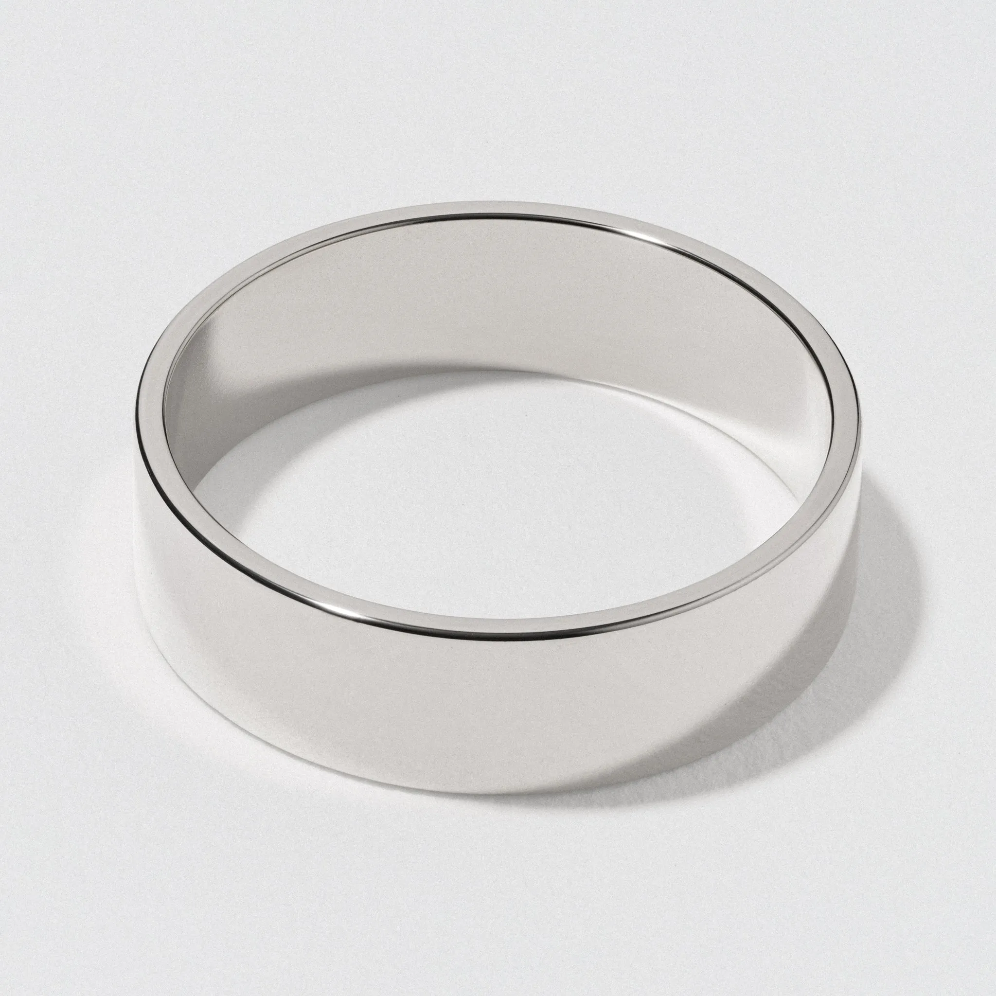 Polished Platinum Flat Wedding Band 6mm