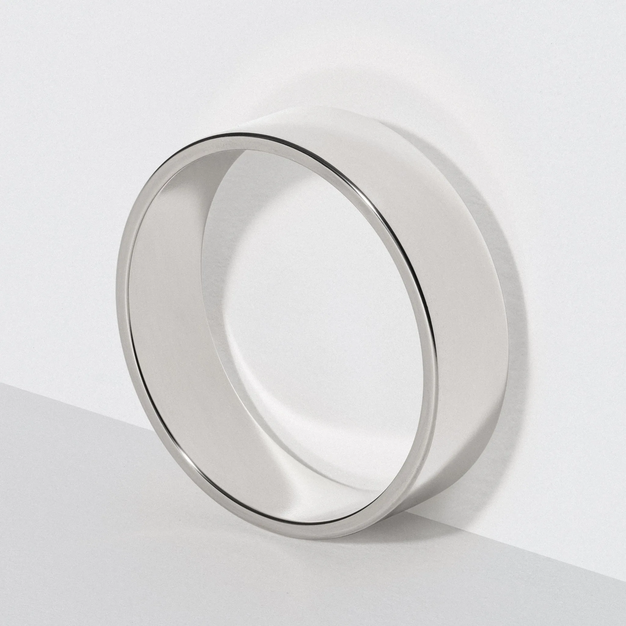 Polished Platinum Flat Wedding Band 6mm