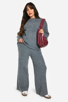 Plus Soft Knit Wide Leg Trousers