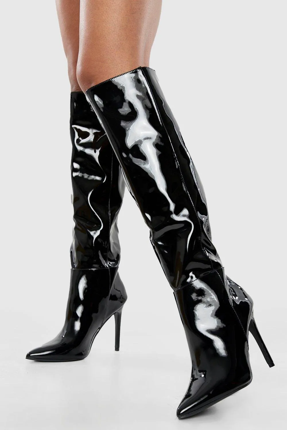 Pointed Knee High Stiletto Heeled Boots